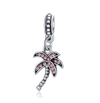 Diamante Palm Tree Silver Charm
