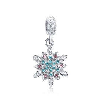 Diamante Snowflake Silver Charm