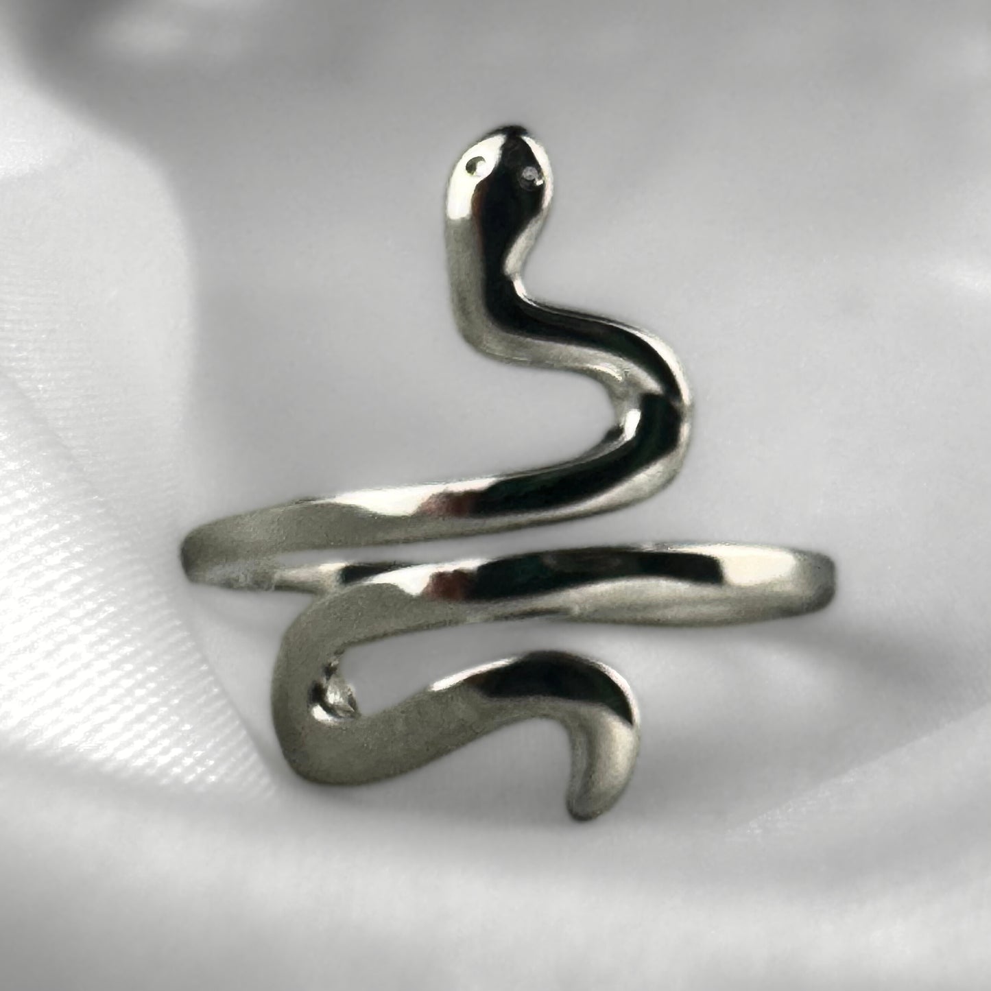 Plain Silver Adjustable  Snake Ring