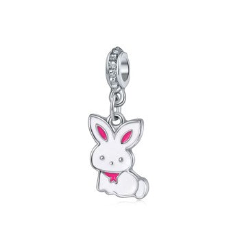 Enamel Bunny  Silver Charm