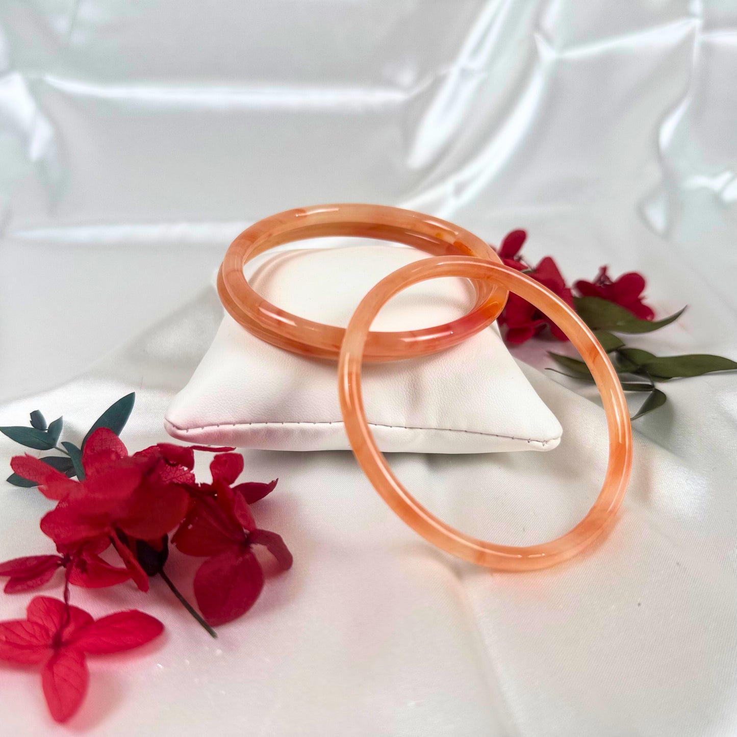 Orange/Peach Agate Crystal Bangle - Dylan's Den Crystal Shop