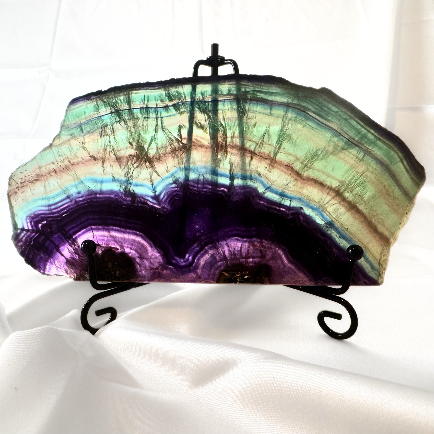 Rainbow Fluorite Slab with Stand - C