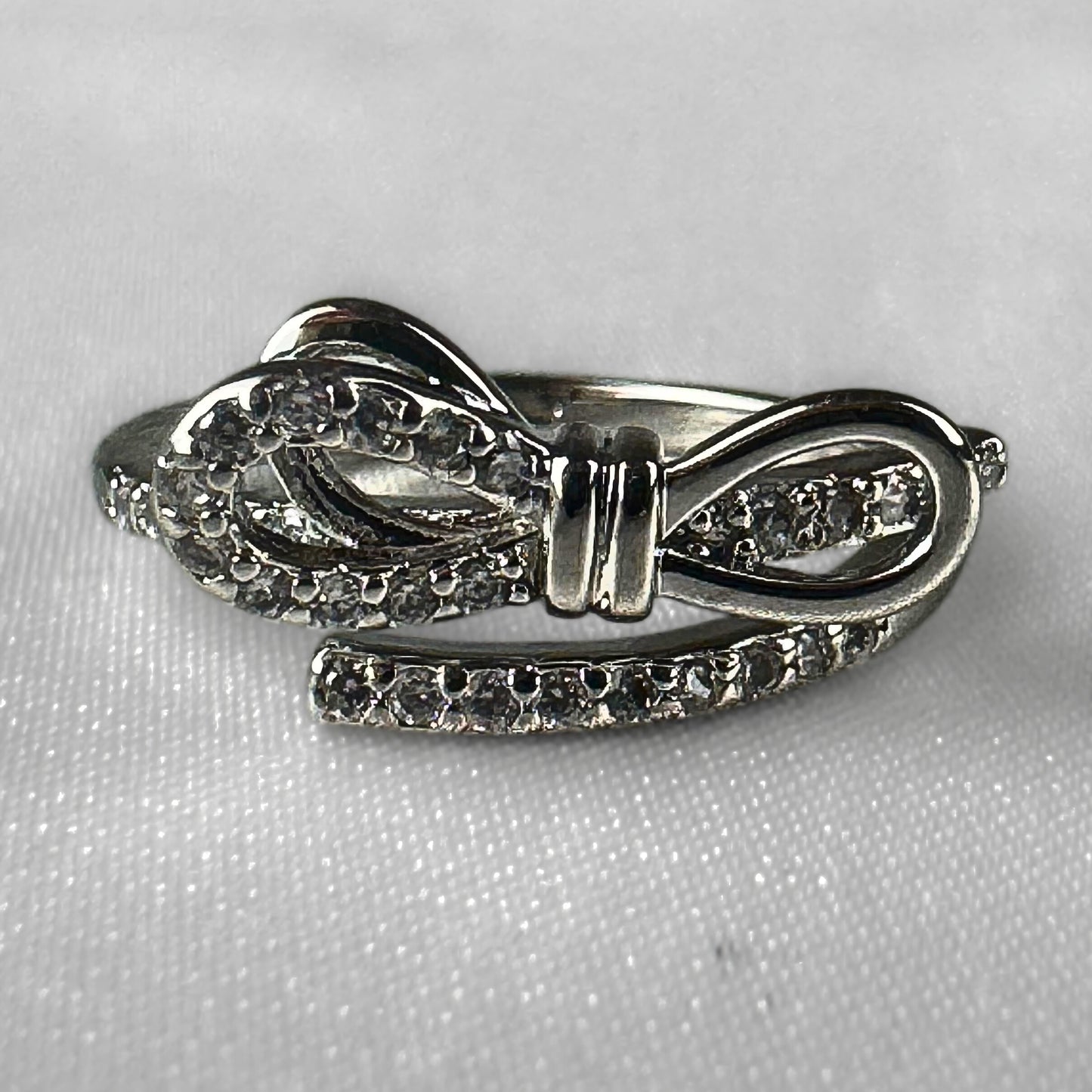Adjustable Silver Bow Ring
