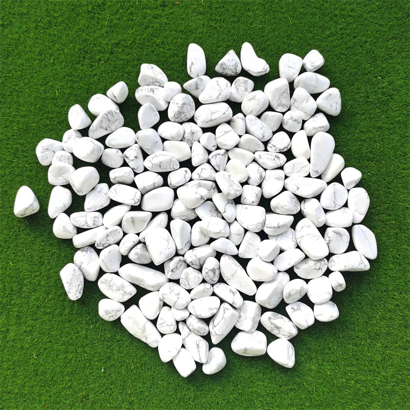 Howlite Crystal Tumblestones on grass