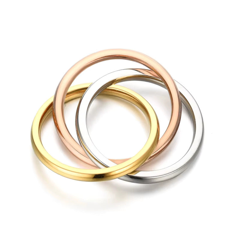 Mixed Metal Stainless Steel Triple Band Ring