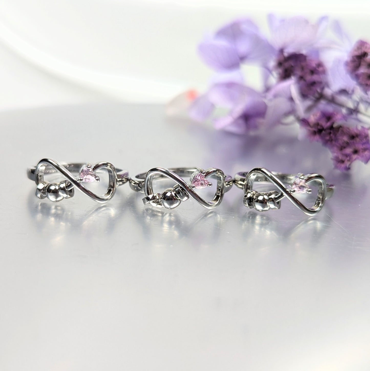 November Silver Plated Adjustable Infinity Birth Stone Ring (Synthetic)