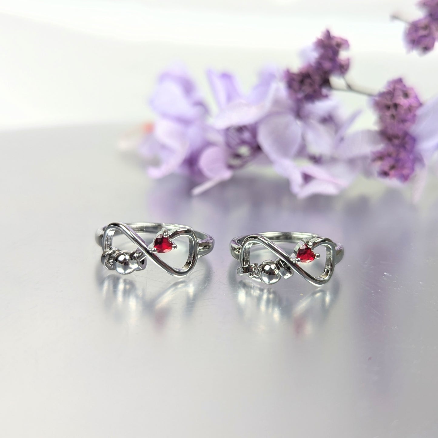 January Silver Plated Adjustable Infinity Birth Stone Ring (Synthetic)