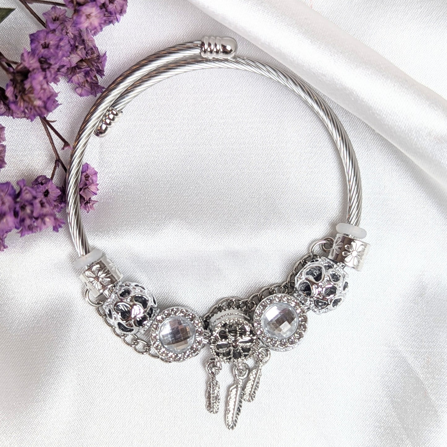 Silver Dreamcatcher Charm Bracelet