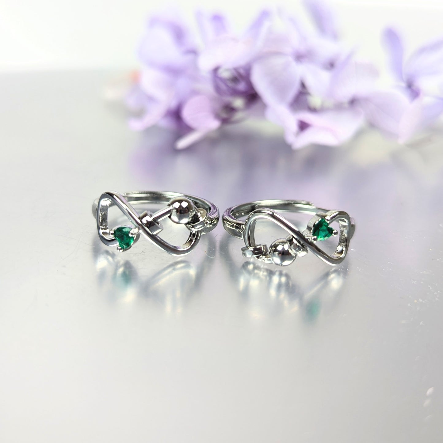 May Infinity Silver Plated Adjustable Birth Stone Ring (Synthetic)