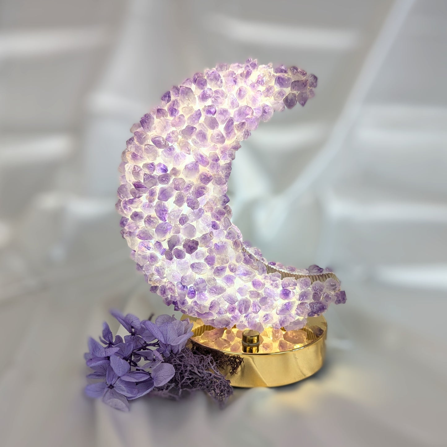 Amethyst Crystal Moon Lamp