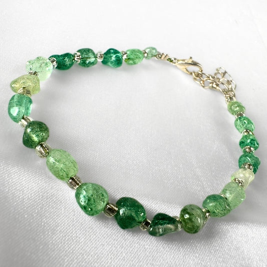 Green Strawberry Quartz Crystal Bead Bracelet