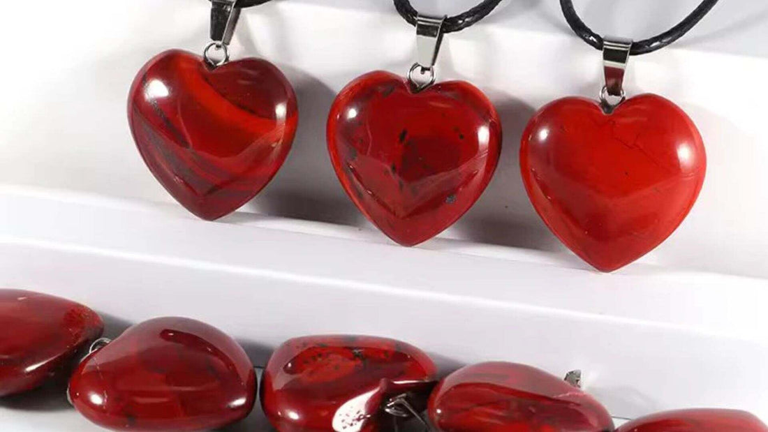 Red Jasper heart necklaces.