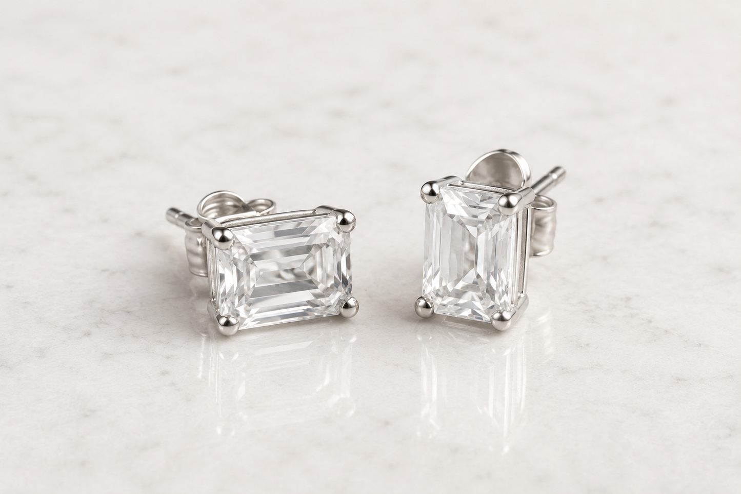 Silver Rectangle Crystal Stud