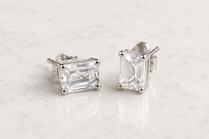 Silver Rectangle Crystal Stud