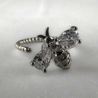 Adjustable Silver Bee Spinner Ring