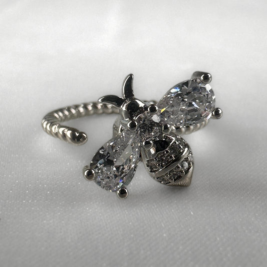 Adjustable Silver Bee Spinner Ring