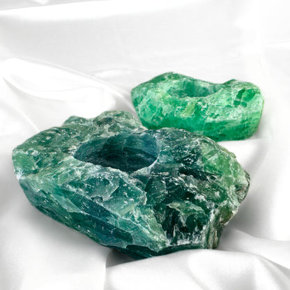 Rough Green Fluorite Crystal Tea-Light Holder