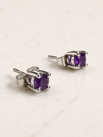 Silver Round Crystal Stud 4mm