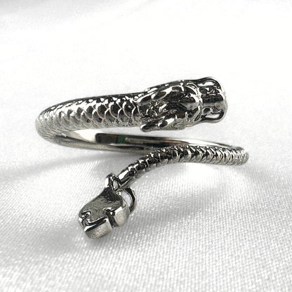 Chinese Dragon Silver  Adjustable  Ring