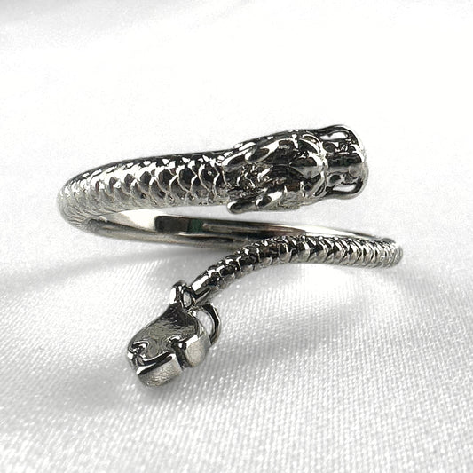Chinese Dragon Silver  Adjustable  Ring