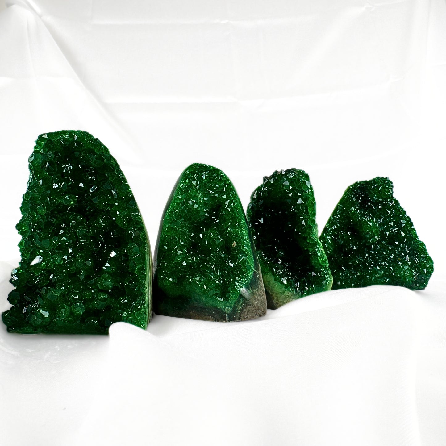 Green Amethyst Crystal Cut Base (dyed)