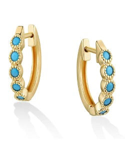 Blue Stone Huggie Hoops