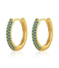 Blue Multi Zircon Huggie Hoops