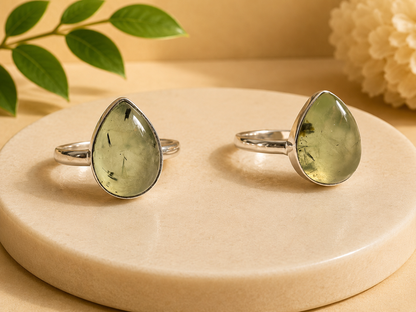 NEW Large Teardrop Crystal Silver Plated Rings