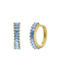Gold Blue Zircon Huggie Hoops