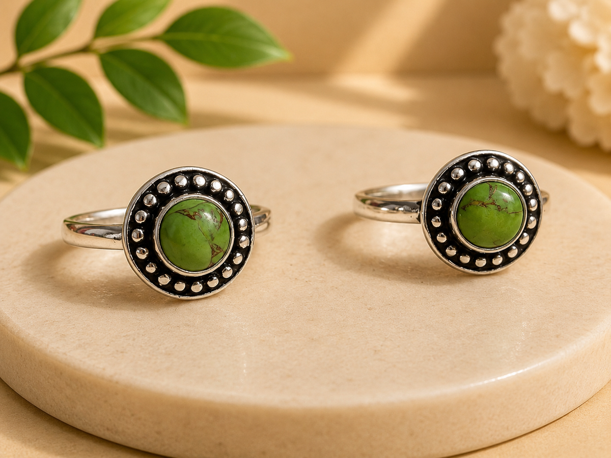 NEW Dotted Round Crystal Silver Plated Rings