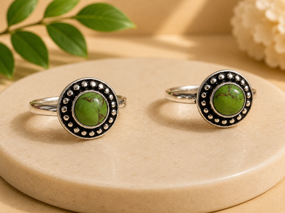 NEW Dotted Round Crystal Silver Plated Rings