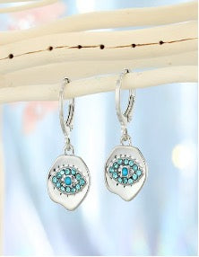 Round Silver Evil Eye Huggie Hoops