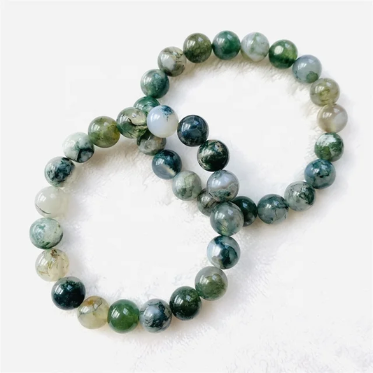 Moss Agate Crystal Beaded Bracelets