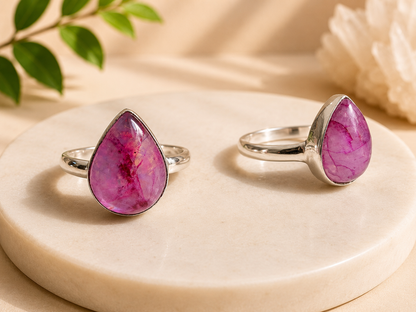 NEW Large Teardrop Crystal Silver Plated Rings