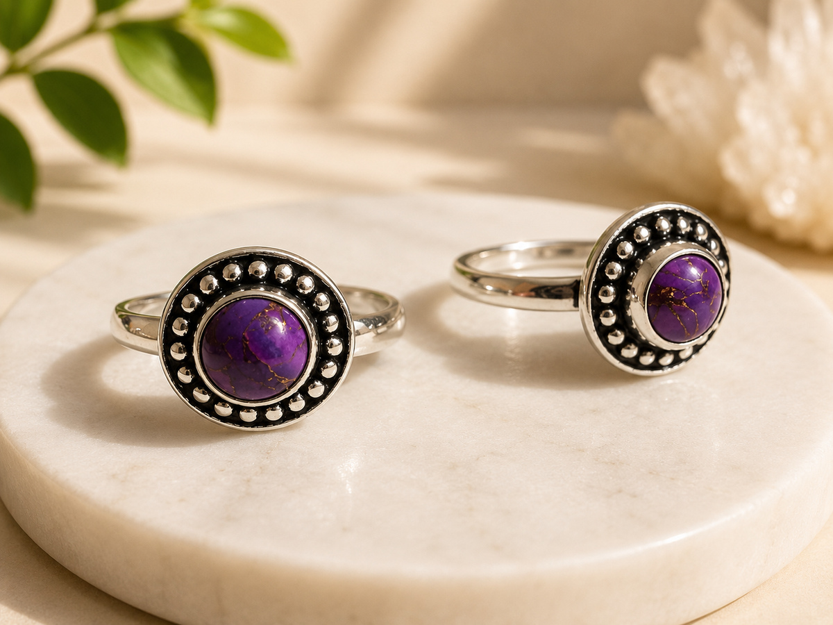 NEW Dotted Round Crystal Silver Plated Rings