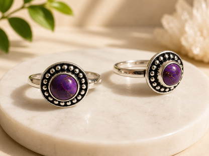 NEW Dotted Round Crystal Silver Plated Rings