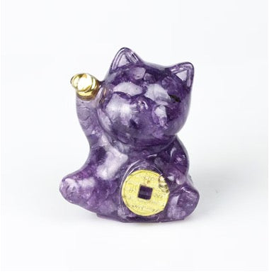 Resin Lucky Cat - Amethyst