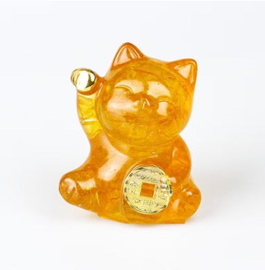 Resin Lucky Cat - Orange Agate