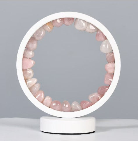 Rose Quartz Crystal Circle Lamp