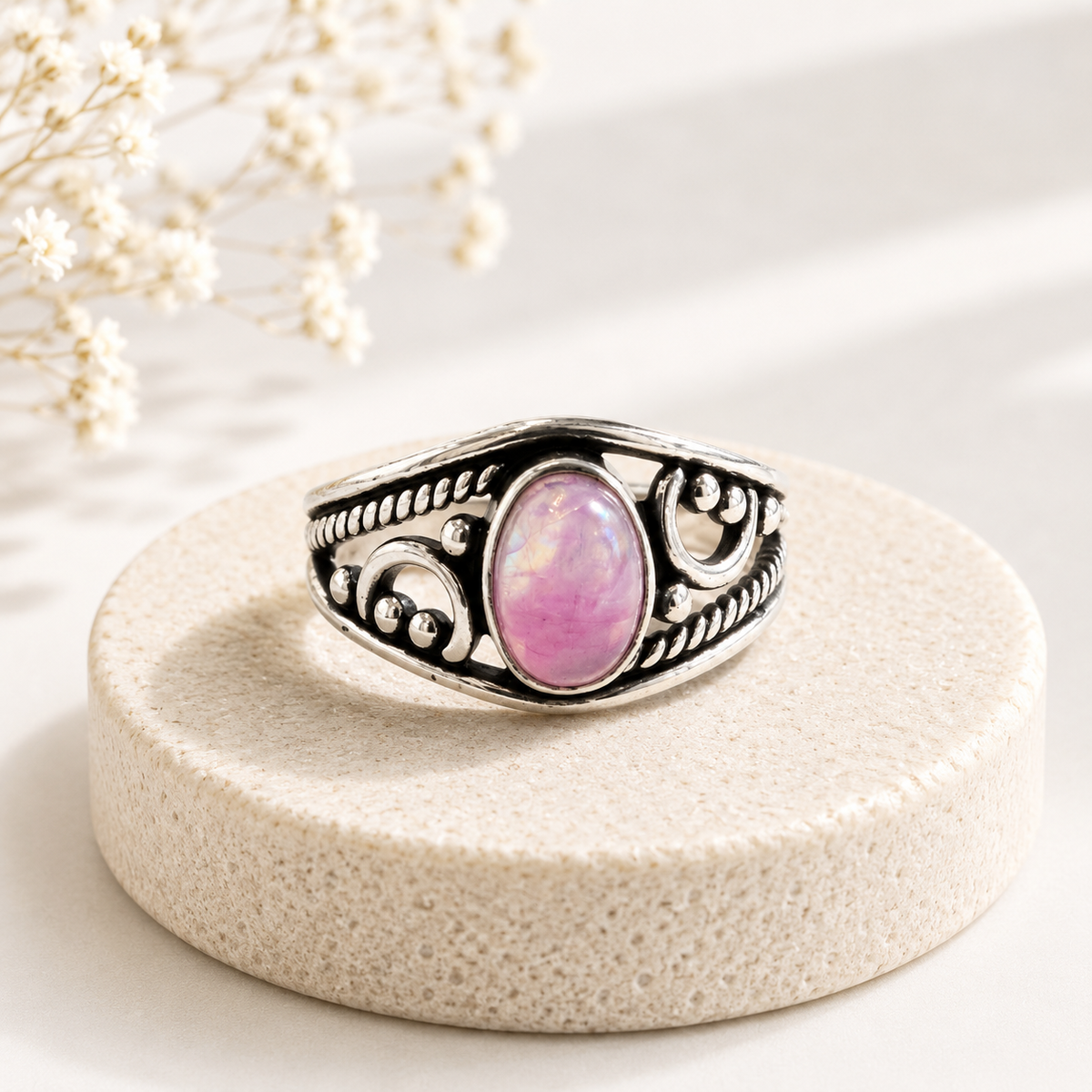 NEW Oval Patterned Marquise Silver Plated Rings