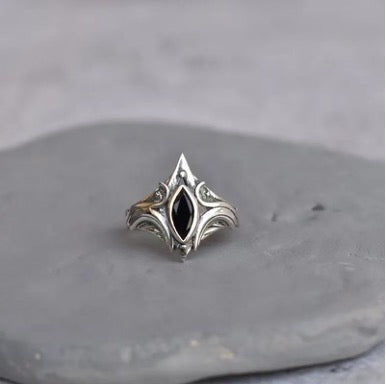 Silver Stainless Steel Celtic Marquise Ring