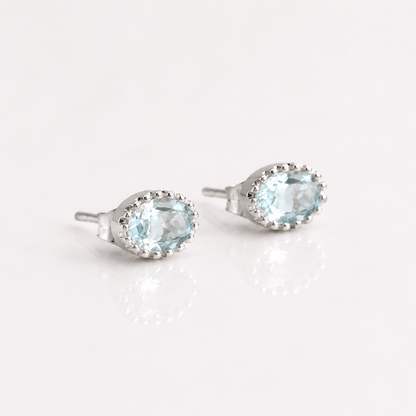 Silver Oval Crystal Stud