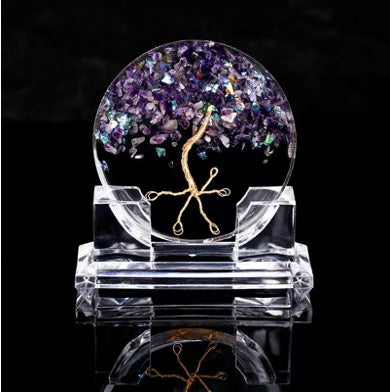 Resin Circle Tree of Life with Stand - Amethyst