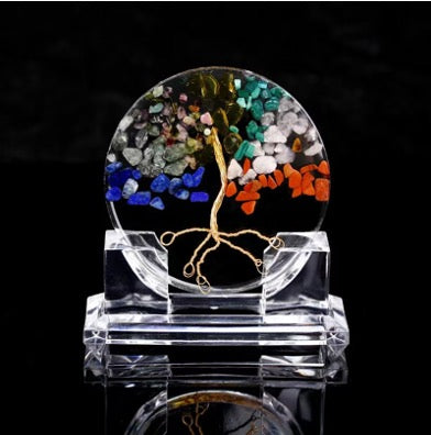 Resin Circle Tree of Life with Stand - Chakra
