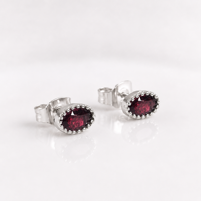Silver Oval Crystal Stud