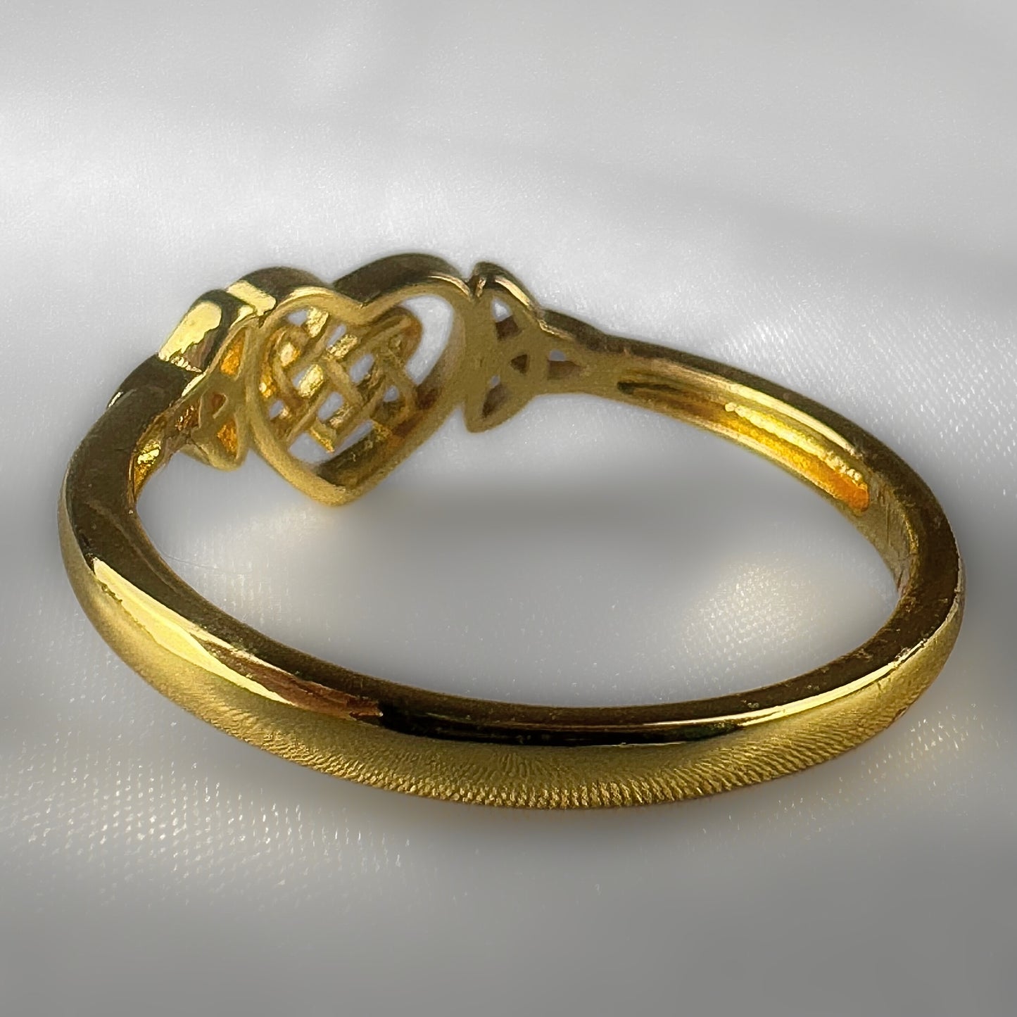 Silver Heart Celtic Filigree Ring - Gold Plated