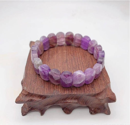 Faceted Amethyst Square Beaded Bracelet
