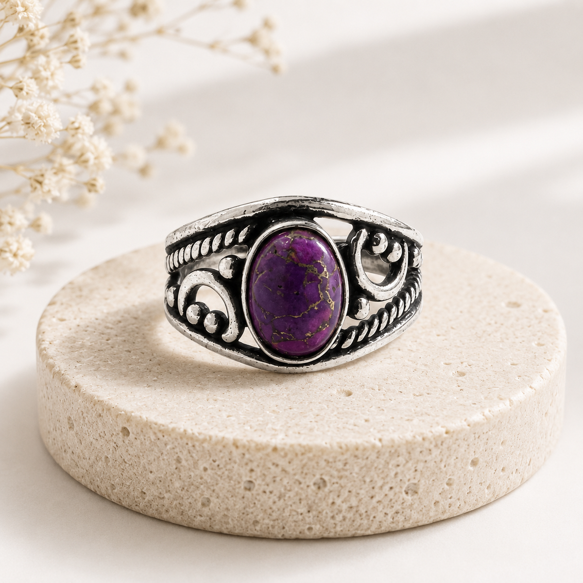 NEW Oval Patterned Marquise Silver Plated Rings