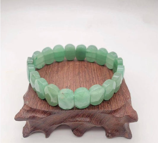 Faceted Green Aventurine Square Beaded Bracelet