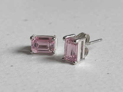 Silver Rectangle Crystal Stud